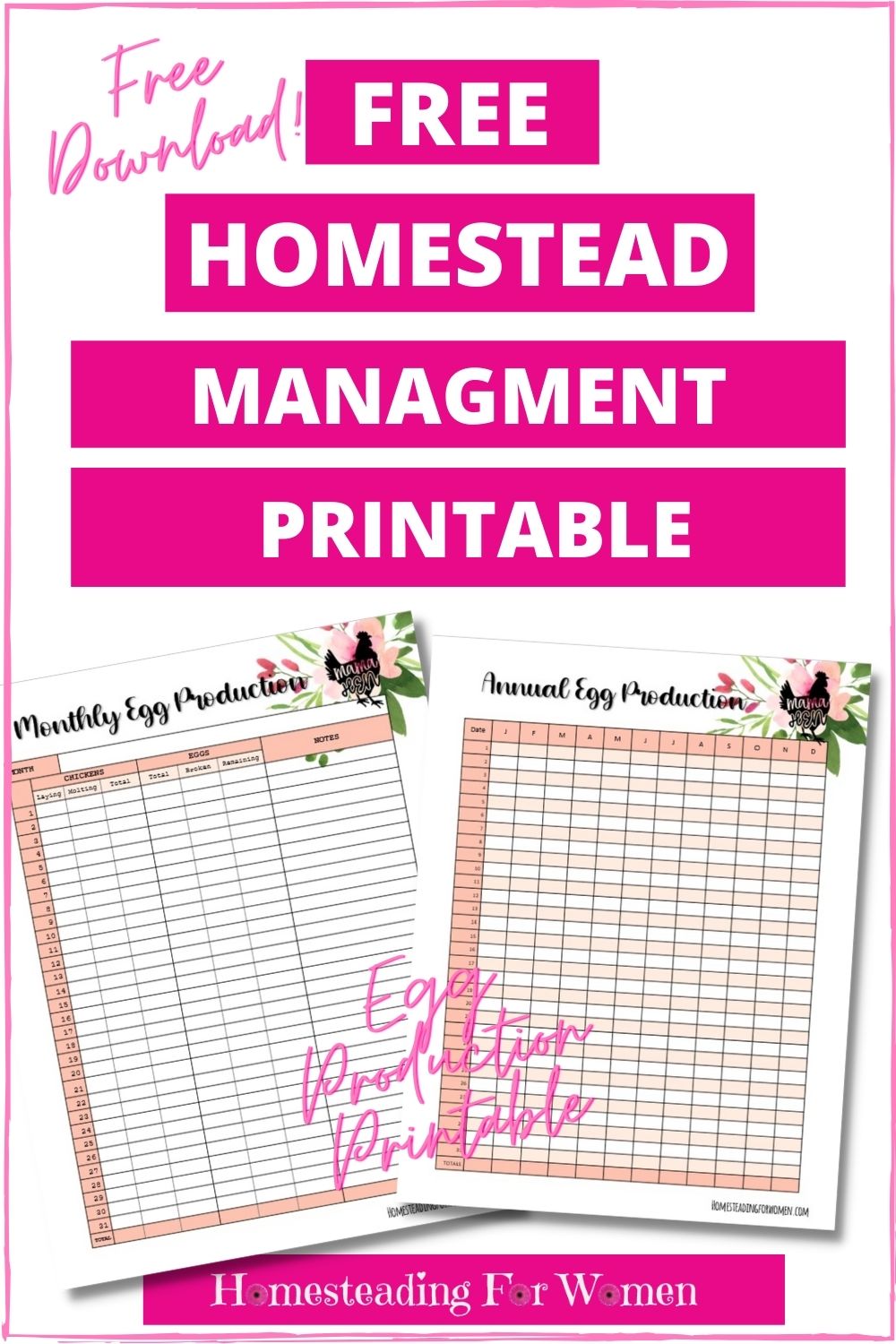 Free Urban Homestead Management Printables Egg Collection Tracker Homesteading For Women